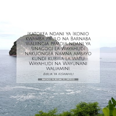 Picture 07 - Matendo ya Mitume 14:1 SWHULB - Ikatokea ndani ya Ikonio kwamba Paulo na Barnaba - Bible Verse Picture