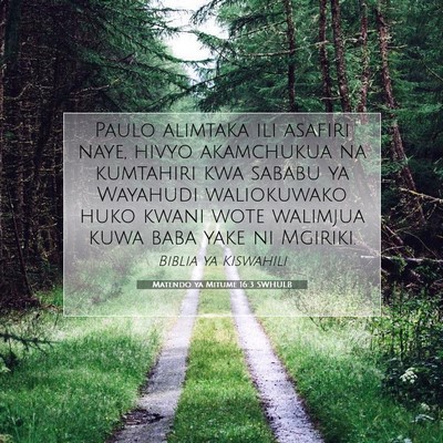 Picture 07 - Matendo ya Mitume 16:3 SWHULB - Paulo alimtaka ili asafiri naye, hivyo akamchukua - Bible Verse Picture