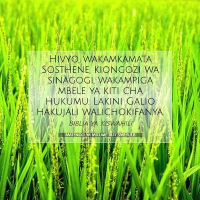 Picture 07 - Matendo ya Mitume 18:17 SWHULB - Hivyo, wakamkamata Sosthene, kiongozi wa - Bible Verse Picture