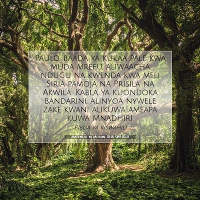 Picture 07 - Matendo ya Mitume 18:18 SWHULB - Paulo, baada ya kukaa pale kwa muda mrefu, - Bible Verse Picture