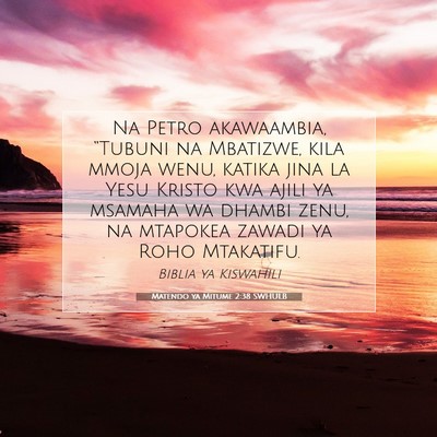 Picture 07 - Matendo ya Mitume 2:38 SWHULB - Na Petro akawaambia, “Tubuni na Mbatizwe, kila - Bible Verse Picture