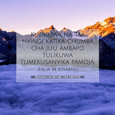 Picture 07 - Matendo ya Mitume 20:8 SWHULB - Kulikuwa na taa nyingi katika chumba cha juu - Bible Verse Picture