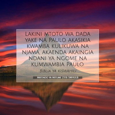 Picture 07 - Matendo ya Mitume 23:16 SWHULB - Lakini mtoto wa dada yake na Paulo akasikia - Bible Verse Picture