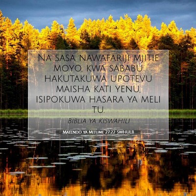 Picture 07 - Matendo ya Mitume 27:22 SWHULB - Na sasa nawafariji mjitie moyo, kwa sababu - Bible Verse Picture