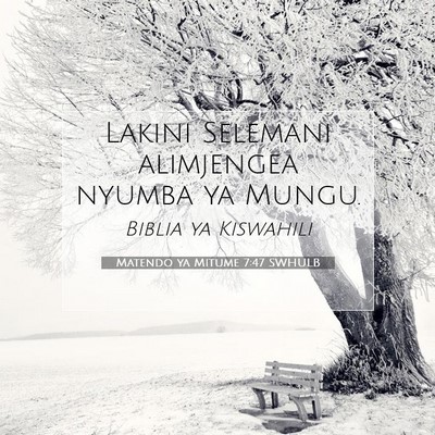 Picture 07 - Matendo ya Mitume 7:47 SWHULB - Lakini Selemani alimjengea nyumba ya - Bible Verse Picture
