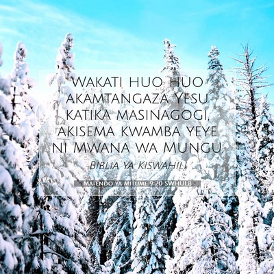 Picture 07 - Matendo ya Mitume 9:20 SWHULB - Wakati huo huo akamtangaza Yesu katika - Bible Verse Picture