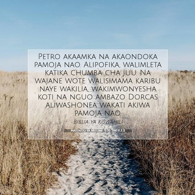 Picture 07 - Matendo ya Mitume 9:39 SWHULB - Petro akaamka na akaondoka pamoja nao. Alipofika, - Bible Verse Picture