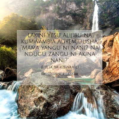 Picture 07 - Mathayo 12:48 SWHULB - Lakini Yesu alijibu na kumwambia aliyemjulisha, - Bible Verse Picture