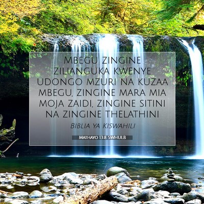 Picture 07 - Mathayo 13:8 SWHULB - Mbegu zingine zilianguka kwenye udongo mzuri na - Bible Verse Picture
