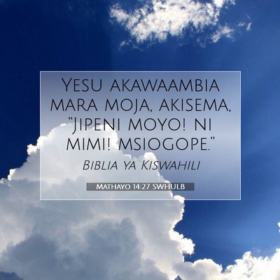 Picture 07 - Mathayo 14:27 SWHULB - Yesu akawaambia mara moja, akisema, “Jipeni - Bible Verse Picture