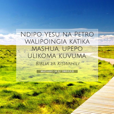 Picture 07 - Mathayo 14:32 SWHULB - Ndipo Yesu na Petro walipoingia katika mashua, - Bible Verse Picture