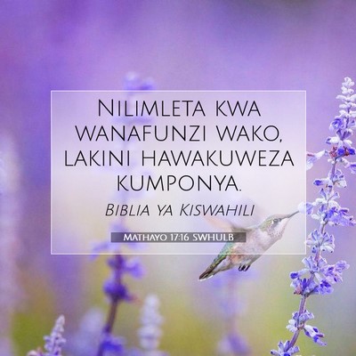 Picture 07 - Mathayo 17:16 SWHULB - Nilimleta kwa wanafunzi wako, lakini hawakuweza - Bible Verse Picture