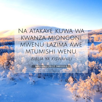 Picture 07 - Mathayo 20:27 SWHULB - Na atakaye kuwa wa kwanza miongoni mwenu lazima - Bible Verse Picture