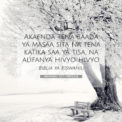 Picture 07 - Mathayo 20:5 SWHULB - Akaenda tena baada ya masaa sita na tena katika - Bible Verse Picture