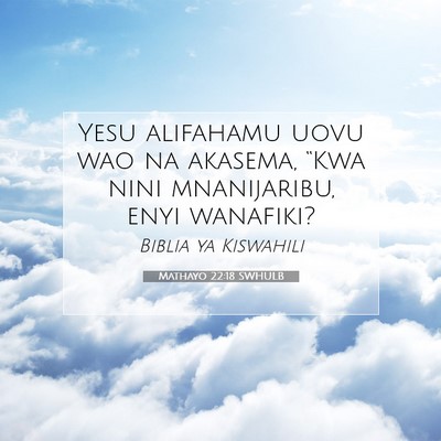 Picture 07 - Mathayo 22:18 SWHULB - Yesu alifahamu uovu wao na akasema, “Kwa nini - Bible Verse Picture