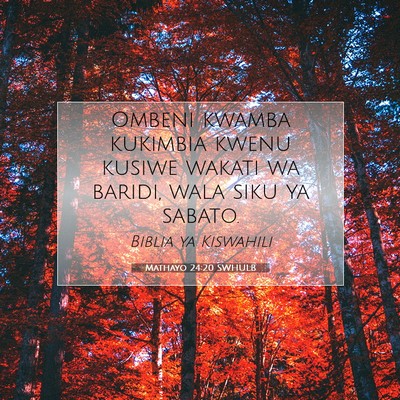 Picture 07 - Mathayo 24:20 SWHULB - Ombeni kwamba kukimbia kwenu kusiwe wakati wa - Bible Verse Picture