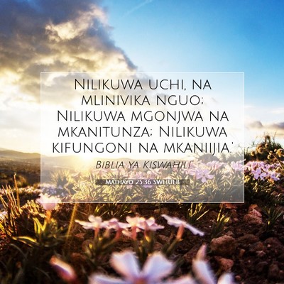 Picture 07 - Mathayo 25:36 SWHULB - Nilikuwa uchi, na mlinivika nguo; Nilikuwa - Bible Verse Picture