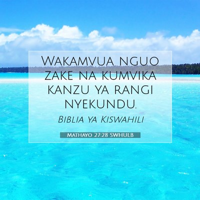 Picture 07 - Mathayo 27:28 SWHULB - Wakamvua nguo zake na kumvika kanzu ya rangi - Bible Verse Picture