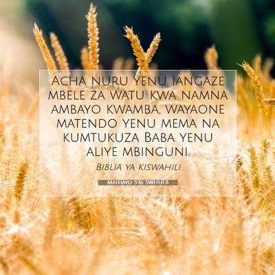 Picture 07 - Mathayo 5:16 SWHULB - Acha nuru yenu iangaze mbele za watu kwa namna - Bible Verse Picture