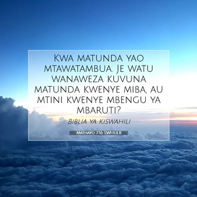 Picture 07 - Mathayo 7:16 SWHULB - Kwa matunda yao mtawatambua. Je watu wanaweza - Bible Verse Picture