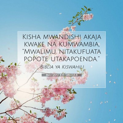 Picture 07 - Mathayo 8:19 SWHULB - Kisha mwandishi akaja kwake na kumwambia, - Bible Verse Picture
