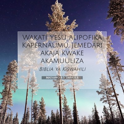 Picture 07 - Mathayo 8:5 SWHULB - Wakati Yesu alipofika Kapernaumu, Jemedari akaja - Bible Verse Picture