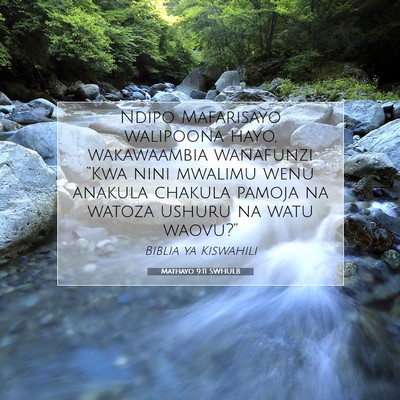 Picture 07 - Mathayo 9:11 SWHULB - Ndipo Mafarisayo walipoona hayo, wakawaambia - Bible Verse Picture