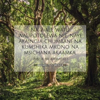 Picture 07 - Mathayo 9:25 SWHULB - Na wale watu walipotolewa nje, naye akaingia - Bible Verse Picture