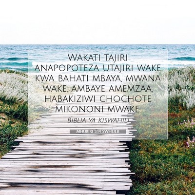 Picture 07 - Mhubiri 5:14 SWHULB - Wakati tajiri anapopoteza utajiri wake kwa bahati - Bible Verse Picture