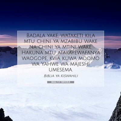 Picture 07 - Mika 4:4 SWHULB - Badala yake, wataketi kila mtu chini ya mzabibu - Bible Verse Picture