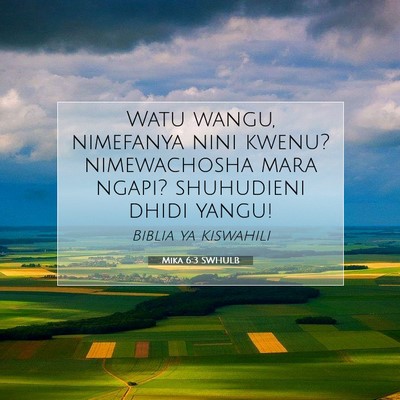 Picture 07 - Mika 6:3 SWHULB - Watu wangu, nimefanya nini kwenu? nimewachosha - Bible Verse Picture