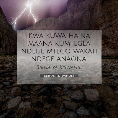 Picture 07 - Mithali 1:17 SWHULB - Kwa kuwa haina maana kumtegea ndege mtego wakati - Bible Verse Picture