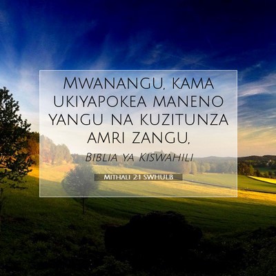 Picture 07 - Mithali 2:1 SWHULB - Mwanangu, kama ukiyapokea maneno yangu na - Bible Verse Picture