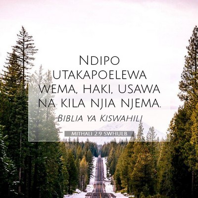Picture 07 - Mithali 2:9 SWHULB - Ndipo utakapoelewa wema, haki, usawa na kila njia - Bible Verse Picture