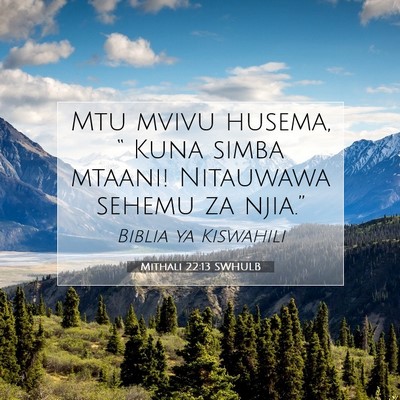 Picture 07 - Mithali 22:13 SWHULB - Mtu mvivu husema, “ Kuna simba mtaani! - Bible Verse Picture