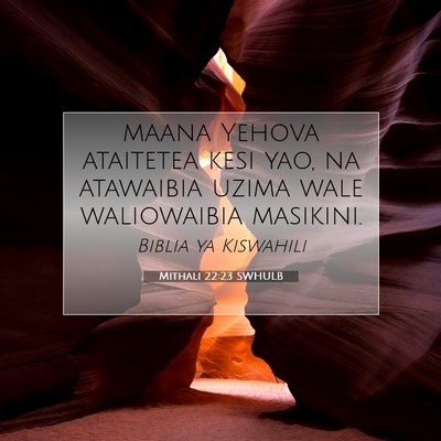 Picture 07 - Mithali 22:23 SWHULB - maana Yehova ataitetea kesi yao, na atawaibia - Bible Verse Picture