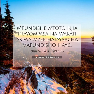 Picture 07 - Mithali 22:6 SWHULB - Mfundishe mtoto njia inayompasa na wakati akiwa - Bible Verse Picture