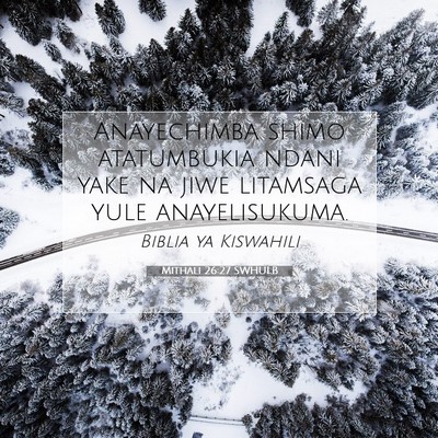 Picture 07 - Mithali 26:27 SWHULB - Anayechimba shimo atatumbukia ndani yake na jiwe - Bible Verse Picture