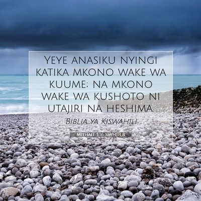 Picture 07 - Mithali 3:16 SWHULB - Yeye anasiku nyingi katika mkono wake wa kuume; - Bible Verse Picture