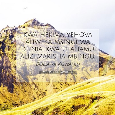 Picture 07 - Mithali 3:19 SWHULB - Kwa hekima Yehova aliweka msingi wa dunia, kwa - Bible Verse Picture