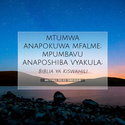 Picture 07 - Mithali 30:22 SWHULB - mtumwa anapokuwa mfalme; mpumbavu anaposhiba - Bible Verse Picture