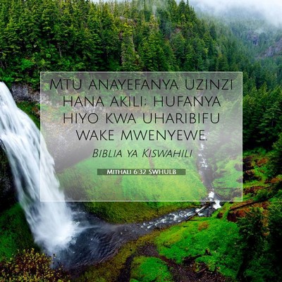 Picture 07 - Mithali 6:32 SWHULB - Mtu anayefanya uzinzi hana akili; hufanya hiyo - Bible Verse Picture