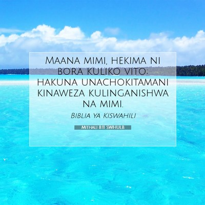 Picture 07 - Mithali 8:11 SWHULB - Maana mimi, hekima ni bora kuliko vito; hakuna - Bible Verse Picture
