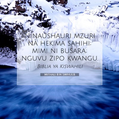 Picture 07 - Mithali 8:14 SWHULB - Ninaushauri mzuri na hekima sahihi; mimi ni - Bible Verse Picture