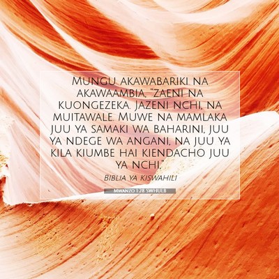 Picture 07 - Mwanzo 1:28 SWHULB - Mungu akawabariki na akawaambia, “zaeni na - Bible Verse Picture