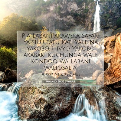 Picture 07 - Mwanzo 30:36 SWHULB - Pia Labani akaweka safari ya siku tatu kati yake - Bible Verse Picture