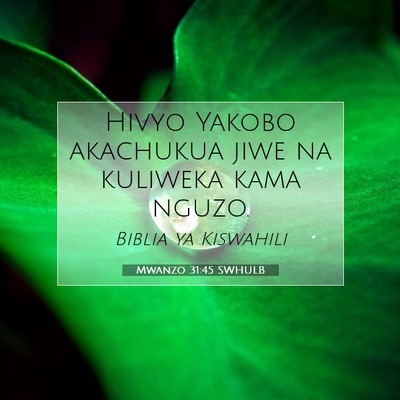 Picture 07 - Mwanzo 31:45 SWHULB - Hivyo Yakobo akachukua jiwe na kuliweka kama - Bible Verse Picture