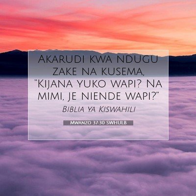 Picture 07 - Mwanzo 37:30 SWHULB - Akarudi kwa ndugu zake na kusema, “Kijana yuko - Bible Verse Picture