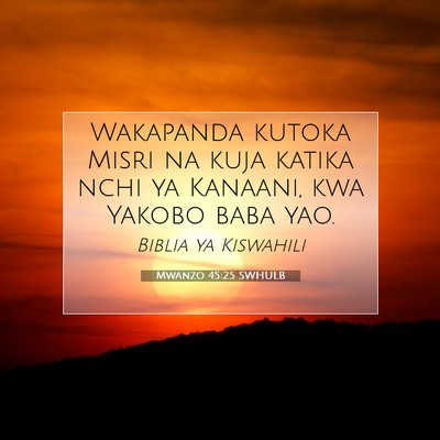 Picture 07 - Mwanzo 45:25 SWHULB - Wakapanda kutoka Misri na kuja katika nchi ya - Bible Verse Picture