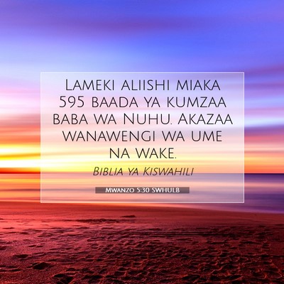 Picture 07 - Mwanzo 5:30 SWHULB - Lameki aliishi miaka 595 baada ya kumzaa baba wa - Bible Verse Picture